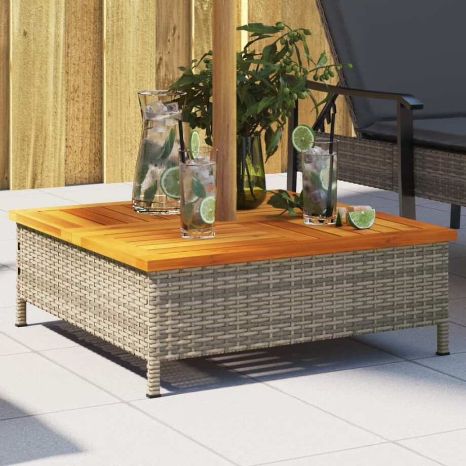 vidaXL Parasolvoetbedekking 70x70x25 cm poly rattan acaciahout grijs afbeelding 1