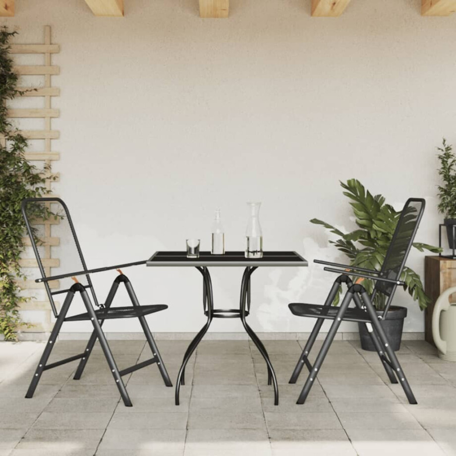vidaXL 3-delige Tuinset metaal gaas antracietkleurig afbeelding 1