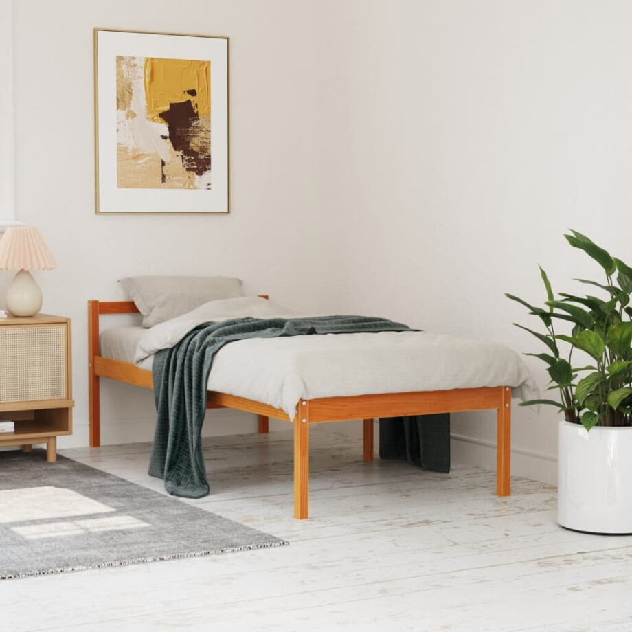 vidaXL Seniorenbed massief grenenhout wasbruin 75x190 cm afbeelding 1