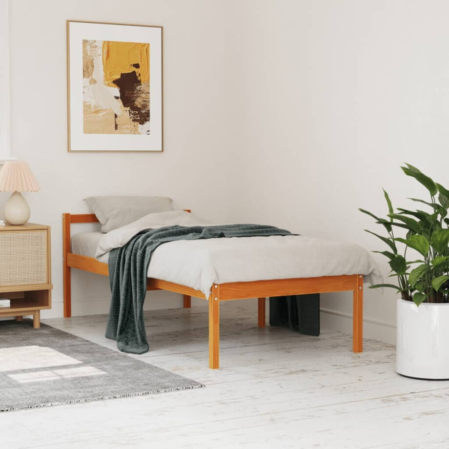 vidaXL Seniorenbed massief grenenhout wasbruin 90x190 cm afbeelding 1