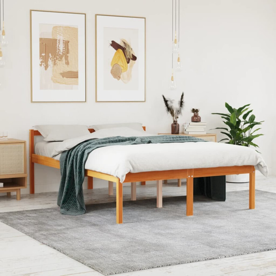 vidaXL Seniorenbed massief grenenhout wasbruin 120x200 cm afbeelding 1