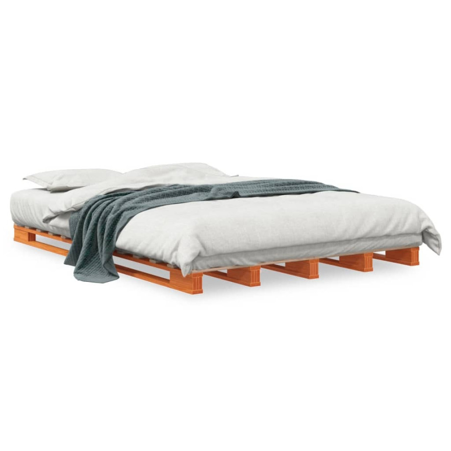 vidaXL Palletbed massief grenenhout wasbruin 140x200 cm vidaXL Palletbed massief grenenhout wasbruin 140x200 cm afbeelding 1