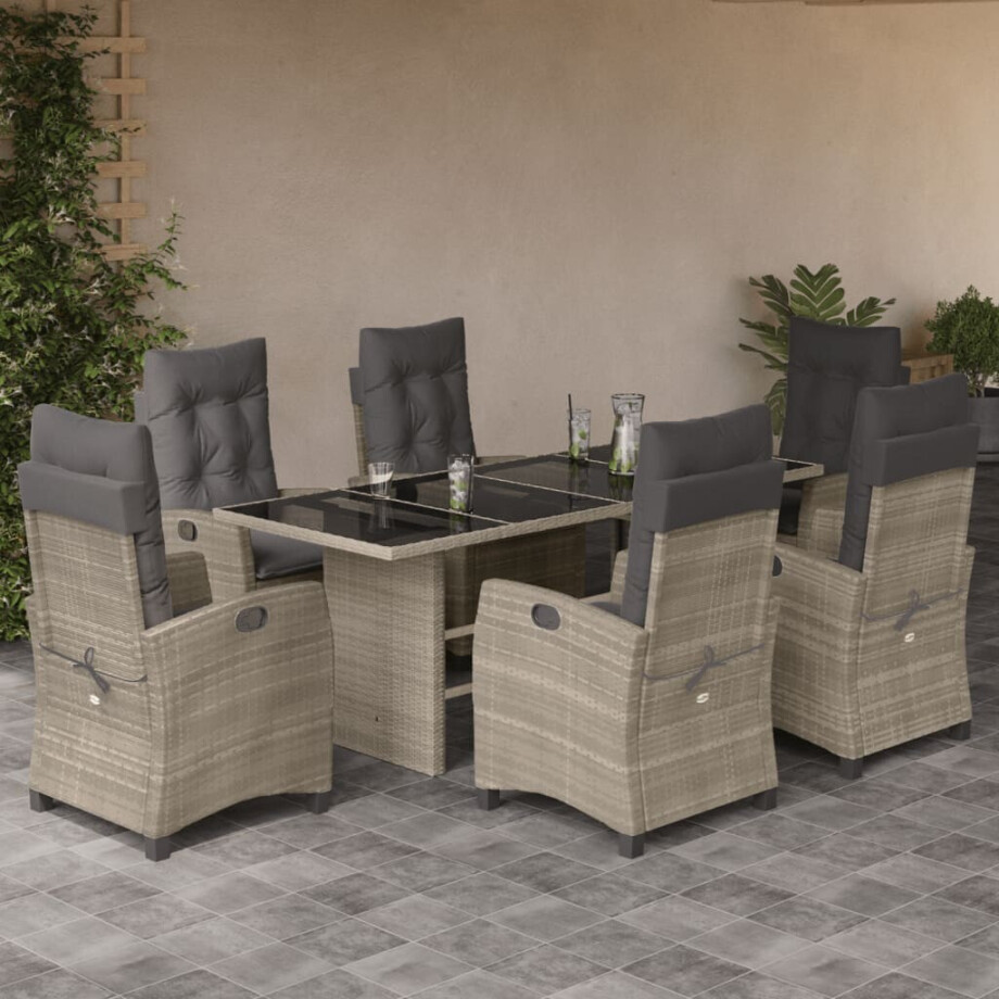 vidaXL 7-delige Tuinset met kussens poly rattan grijs vidaXL 7-delige Tuinset met kussens poly rattan grijs afbeelding 1