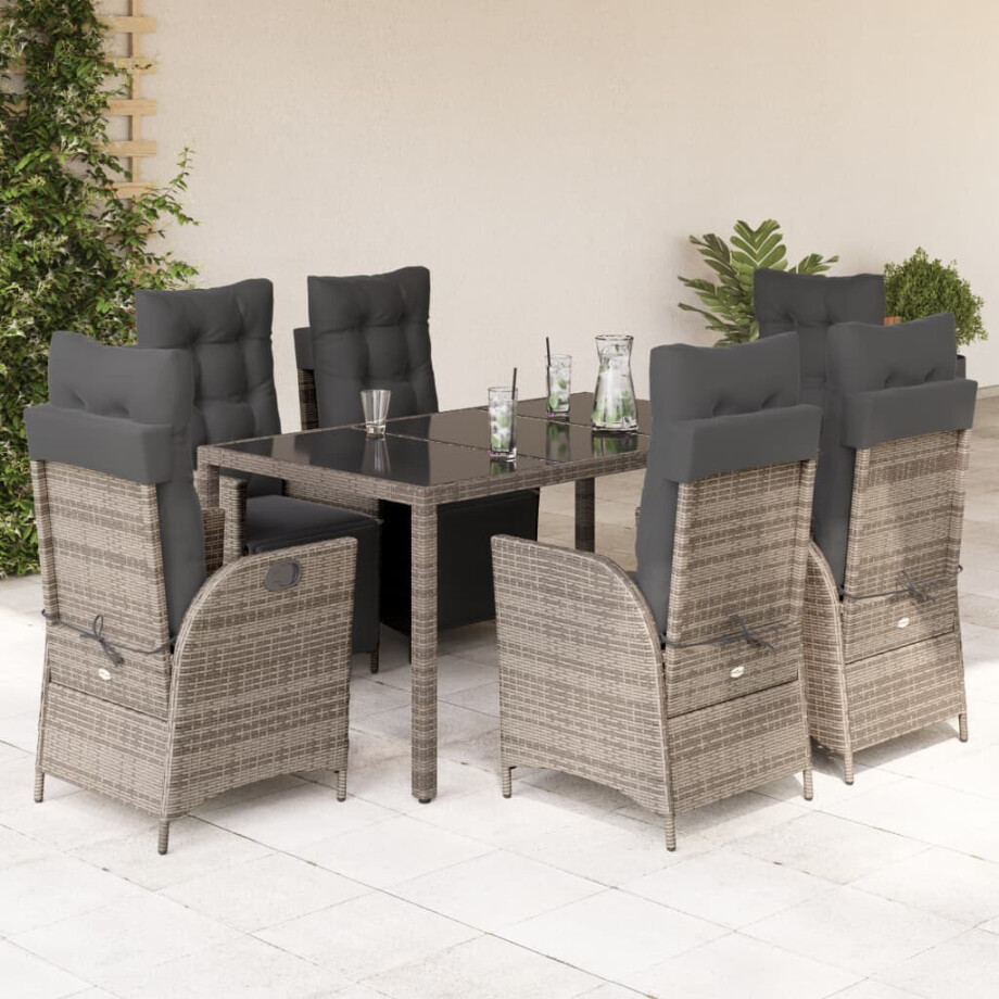 vidaXL 7-delige Tuinset met kussens poly rattan grijs vidaXL 7-delige Tuinset met kussens poly rattan grijs afbeelding 1