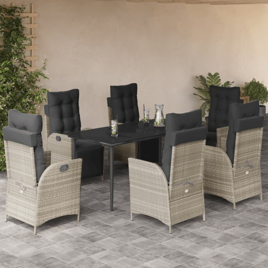 vidaXL 7-delige Tuinset met kussens poly rattan grijs vidaXL 7-delige Tuinset met kussens poly rattan grijs afbeelding 1