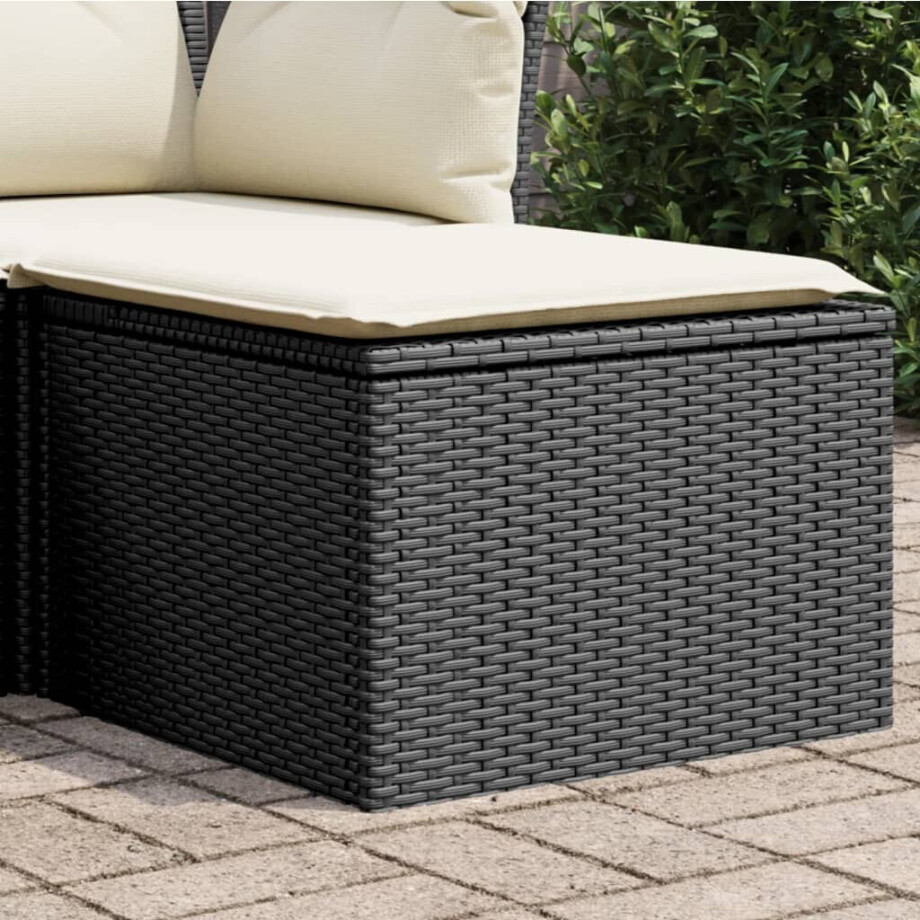vidaXL Tuinkruk met kussen 55x55x37 cm poly rattan zwart afbeelding 1