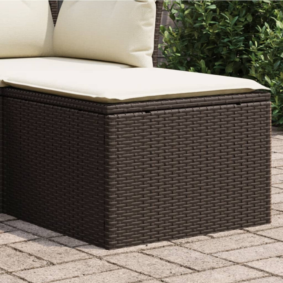 vidaXL Tuinkruk met kussen 55x55x37 cm poly rattan bruin afbeelding 1