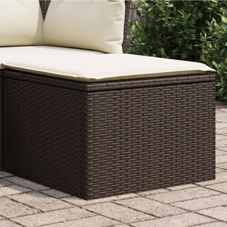 vidaXL Tuinkruk met kussen 55x55x37 cm poly rattan bruin afbeelding 1