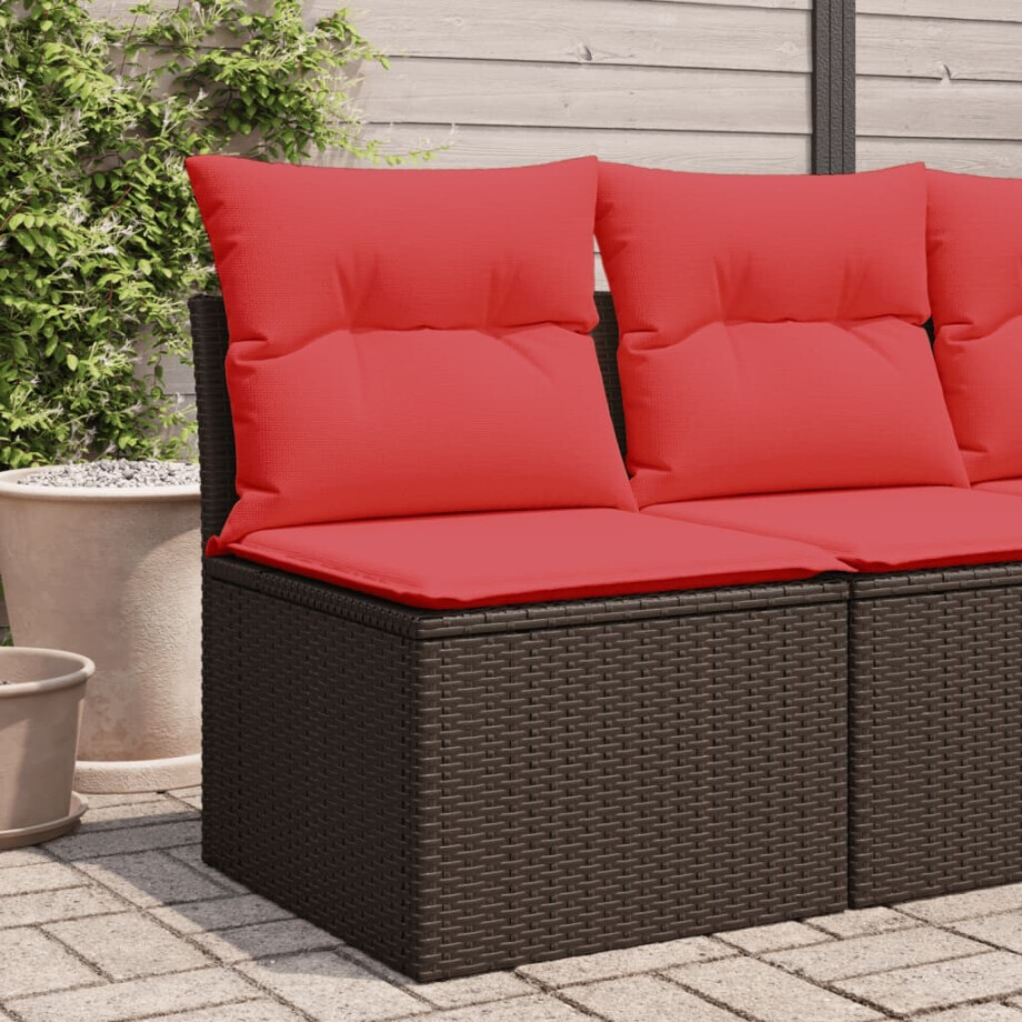 vidaXL Tuinstoel zonder armleuningen met kussens poly rattan bruin vidaXL Tuinstoel zonder armleuningen met kussens poly rattan bruin afbeelding 1
