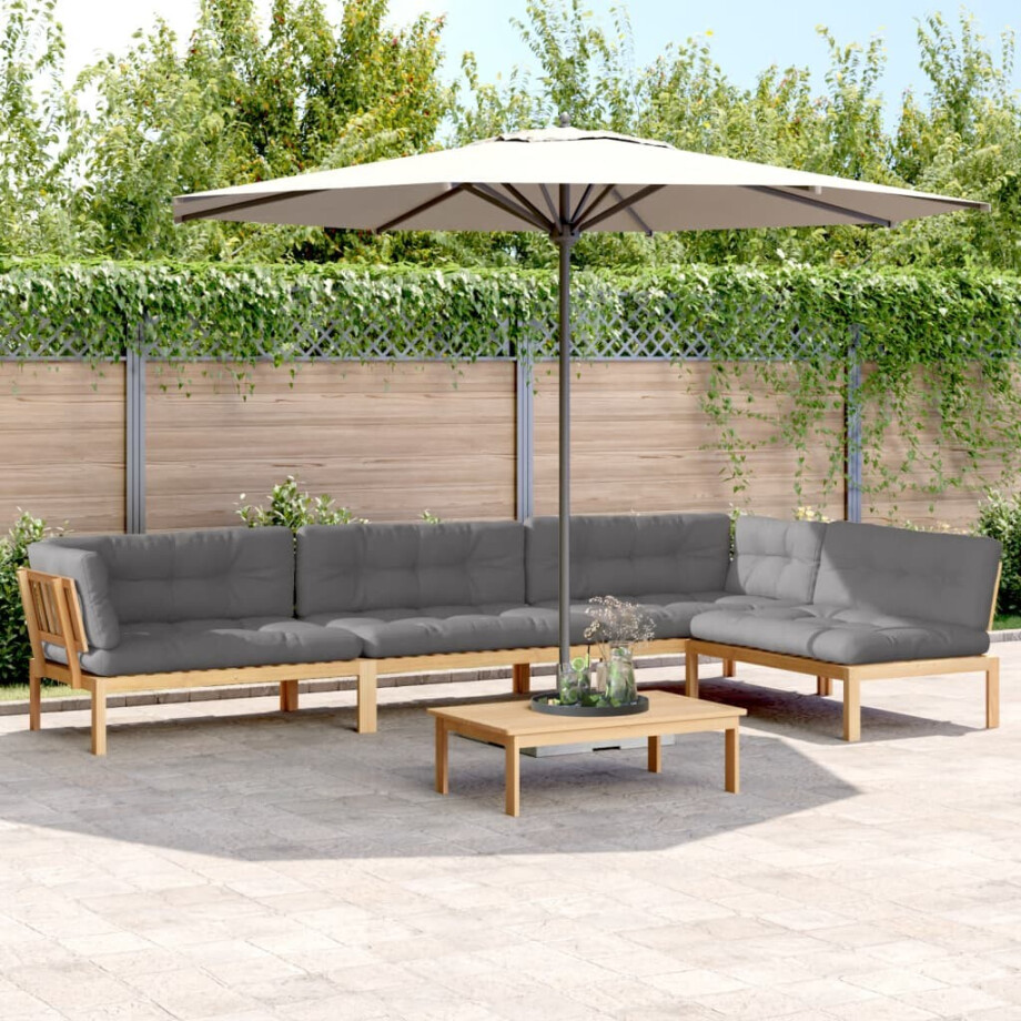 vidaXL 5-delige Loungeset pallet met kussens massief acaciahout afbeelding 1