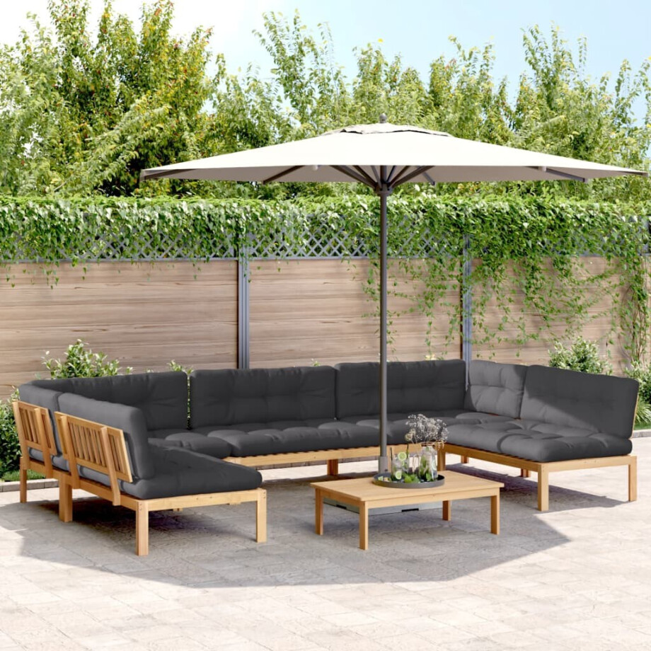 vidaXL 6-delige Loungeset pallet met kussens massief acaciahout vidaXL 6-delige Loungeset pallet met kussens massief acaciahout afbeelding 1
