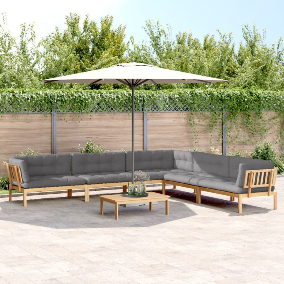 vidaXL 6-delige Loungeset pallet met kussens massief acaciahout afbeelding 1