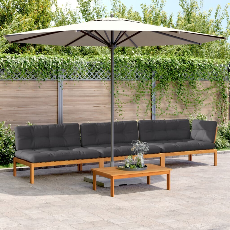 vidaXL 4-delige Loungeset pallet met kussens massief acaciahout afbeelding 1
