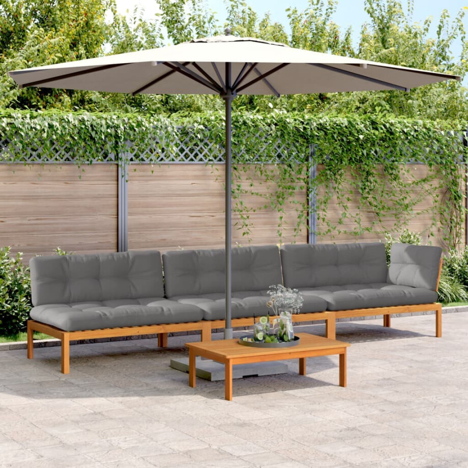 vidaXL 4-delige Loungeset pallet met kussens massief acaciahout afbeelding 1