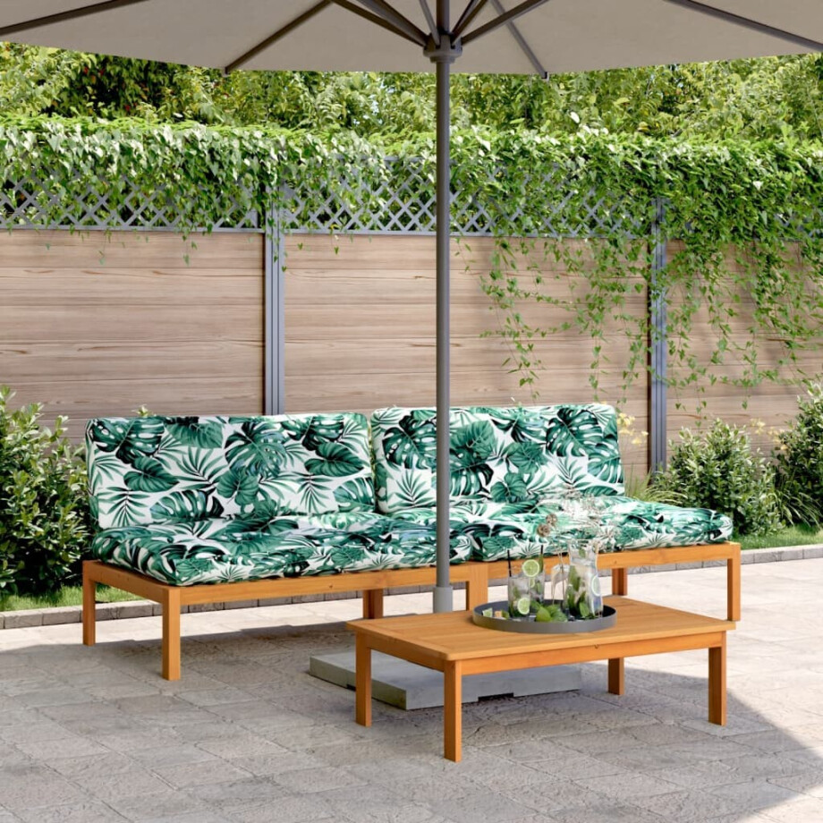 vidaXL Tuinmiddenbanken 2 st pallet met kussens massief acaciahout vidaXL Tuinmiddenbanken 2 st pallet met kussens massief acaciahout afbeelding 1