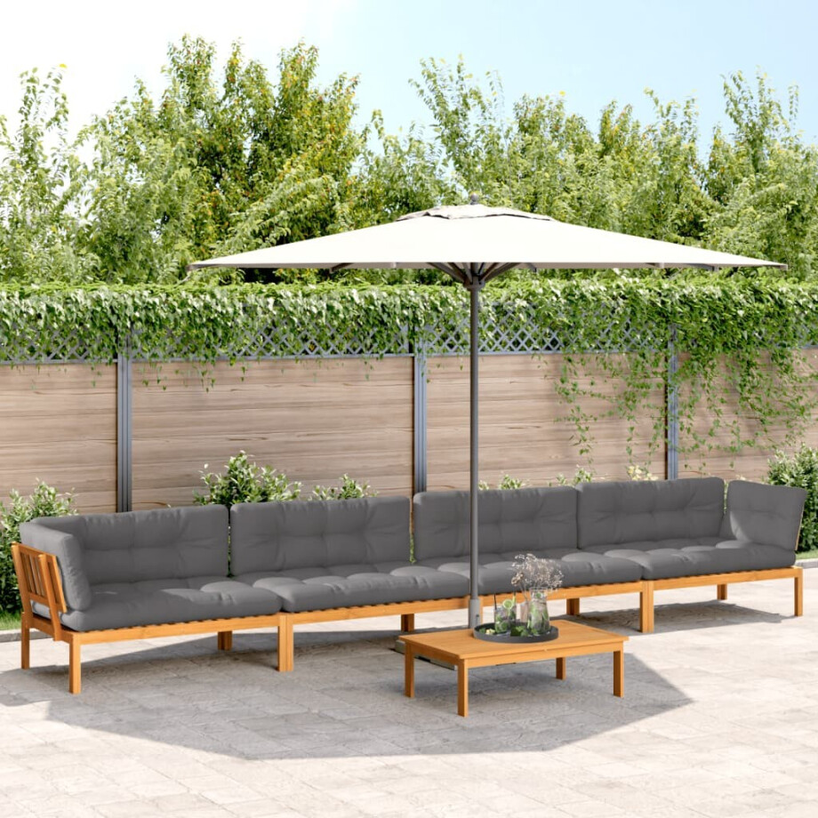 vidaXL 5-delige Loungeset pallet met kussens massief acaciahout afbeelding 1