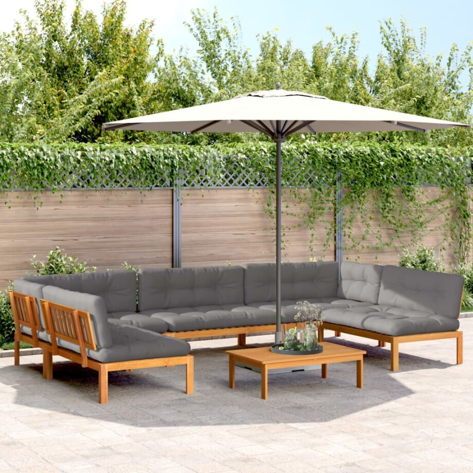 vidaXL 6-delige Loungeset pallet met kussens massief acaciahout afbeelding 1