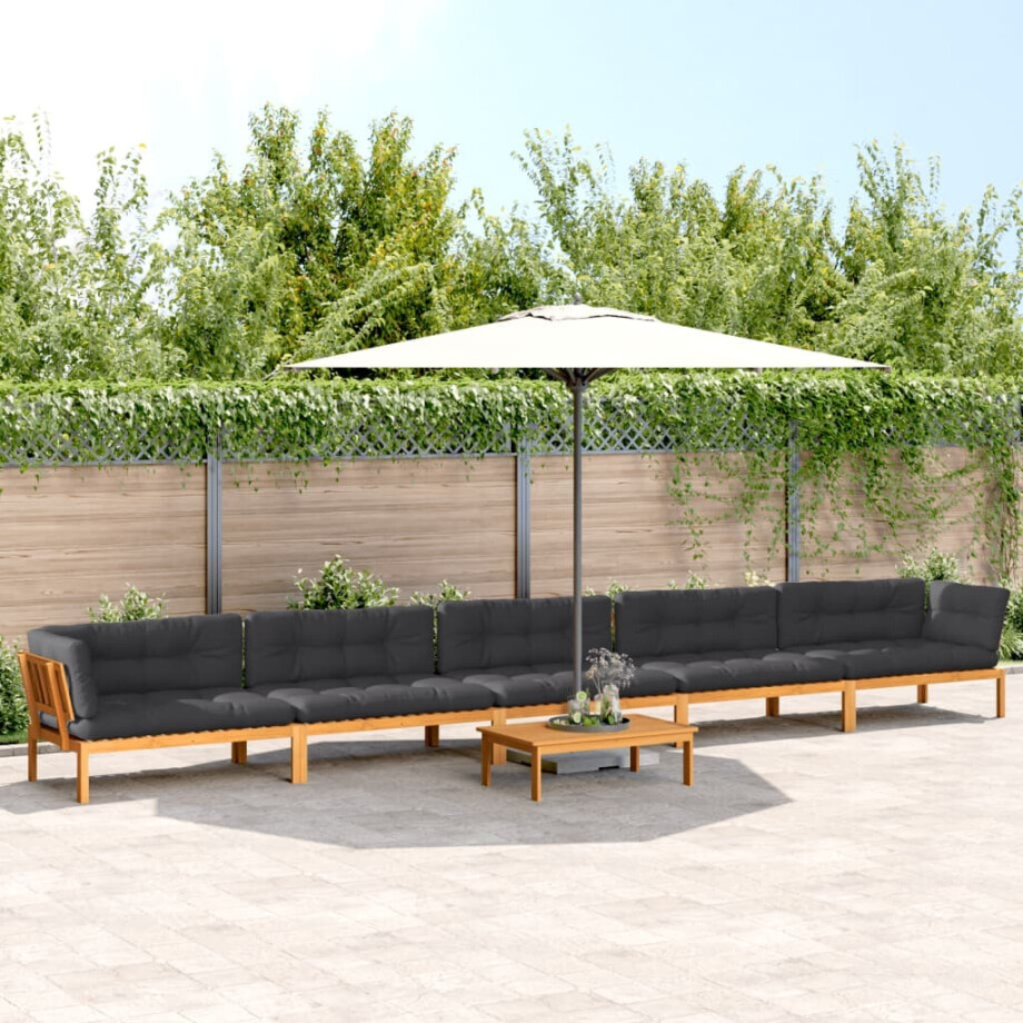 vidaXL 6-delige Loungeset pallet met kussens massief acaciahout afbeelding 1