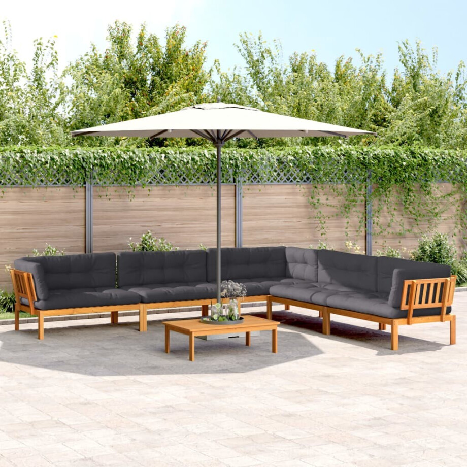 vidaXL 6-delige Loungeset pallet met kussens massief acaciahout afbeelding 1