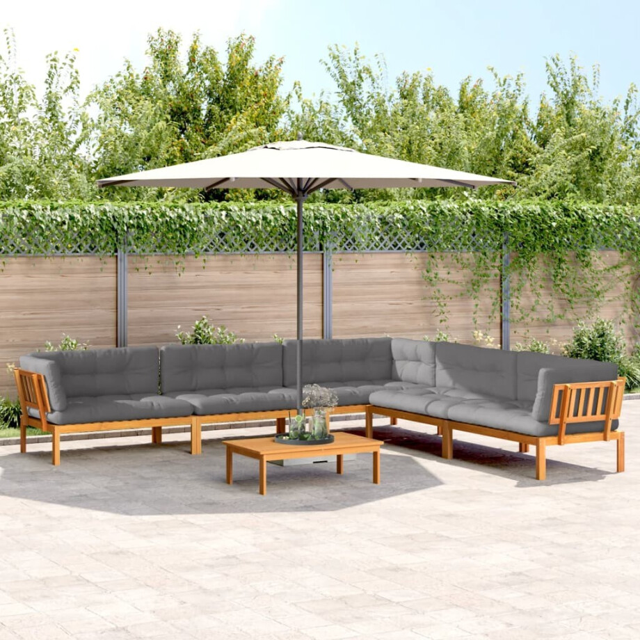 vidaXL 6-delige Loungeset pallet met kussens massief acaciahout vidaXL 6-delige Loungeset pallet met kussens massief acaciahout afbeelding 1