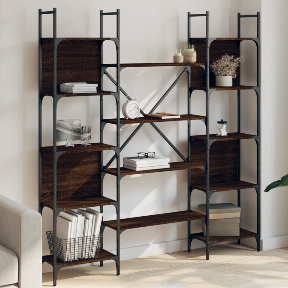 vidaXL Boekenkast 155,5x24x166,5 cm bewerkt hout bruin eikenkleur vidaXL Boekenkast 155,5x24x166,5 cm bewerkt hout bruin eikenkleur afbeelding 1
