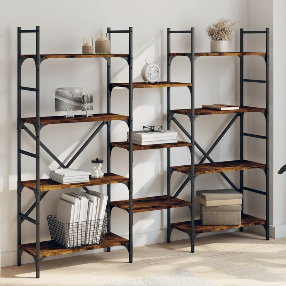 vidaXL Boekenkast 160x28,5x136,5 cm bewerkt hout gerookt eikenkleurig afbeelding 1