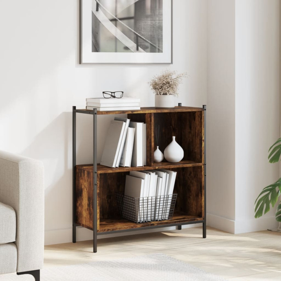vidaXL Boekenkast 72x28x77,5 cm bewerkt hout gerookt eikenkleurig vidaXL Boekenkast 72x28x77,5 cm bewerkt hout gerookt eikenkleurig afbeelding 1