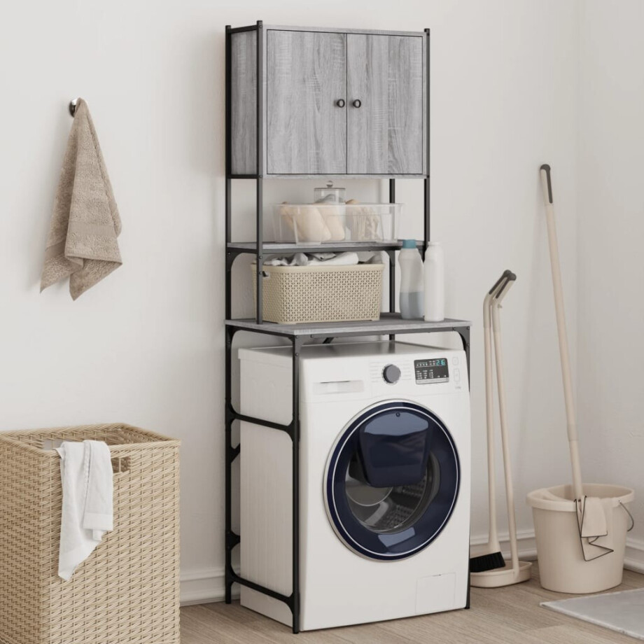vidaXL Wasmachinekast 68x48,5x194 cm grijs sonoma eikenkleurig vidaXL Wasmachinekast 68x48,5x194 cm grijs sonoma eikenkleurig afbeelding 1