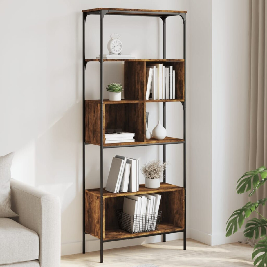 vidaXL Boekenkast 5-laags 76x33x188,5 cm bewerkt hout gerookt eiken afbeelding 1