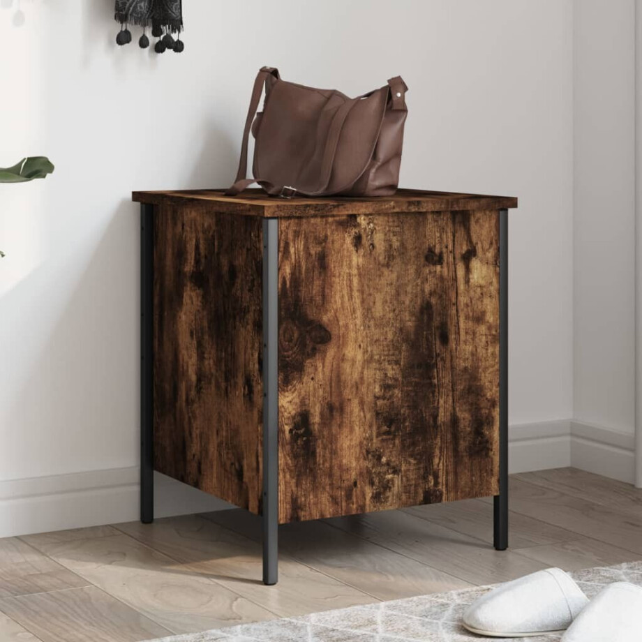 vidaXL Opbergbankje 40x42,5x50 cm bewerkt hout gerookt eikenkleurig afbeelding 1