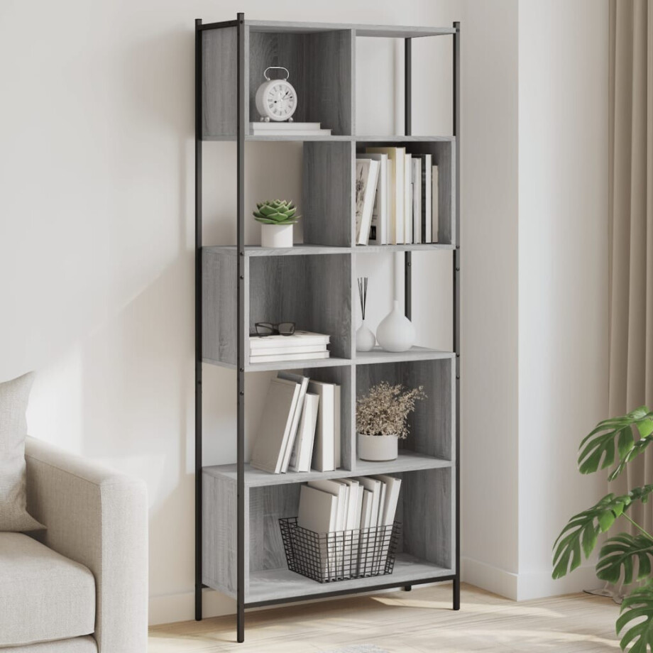 vidaXL Boekenkast 72x28x172 cm bewerkt hout grijs sonoma eikenkleurig vidaXL Boekenkast 72x28x172 cm bewerkt hout grijs sonoma eikenkleurig afbeelding 1