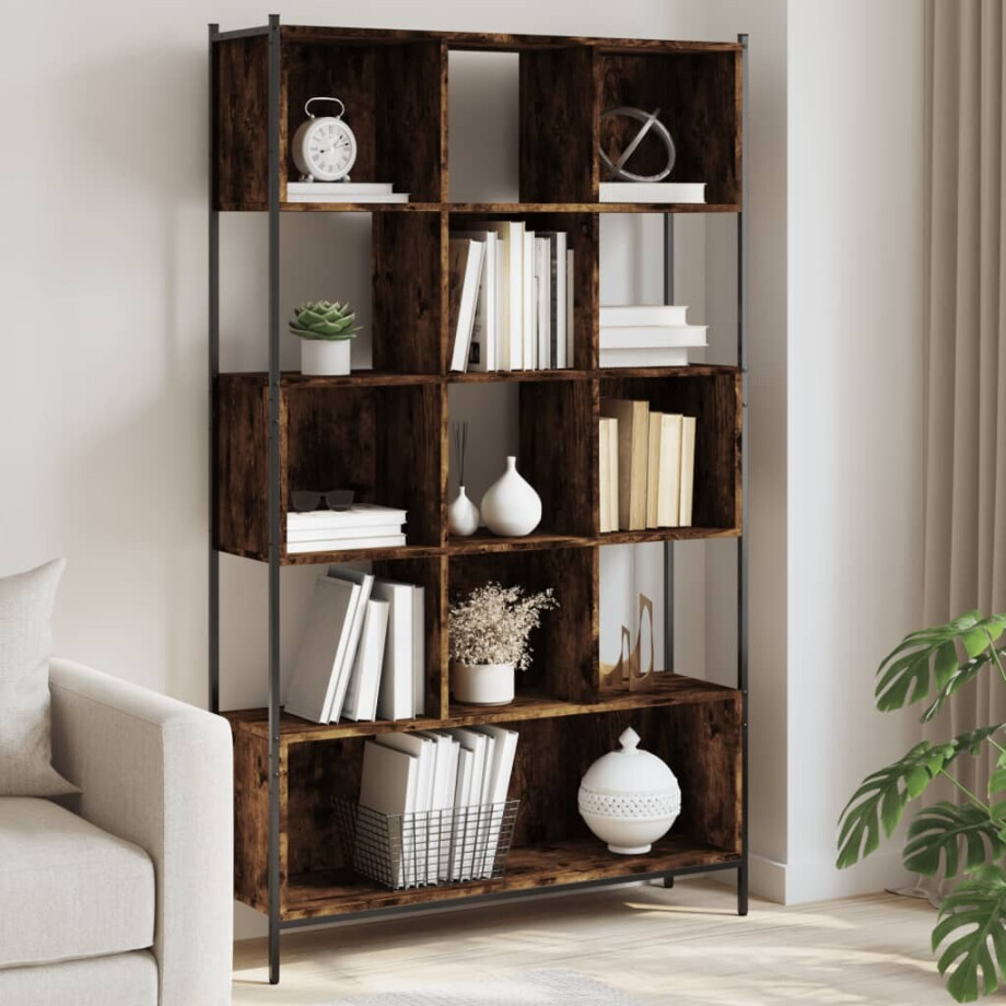 vidaXL Boekenkast 102x28x172 cm bewerkt hout gerookt eikenkleurig vidaXL Boekenkast 102x28x172 cm bewerkt hout gerookt eikenkleurig afbeelding 1
