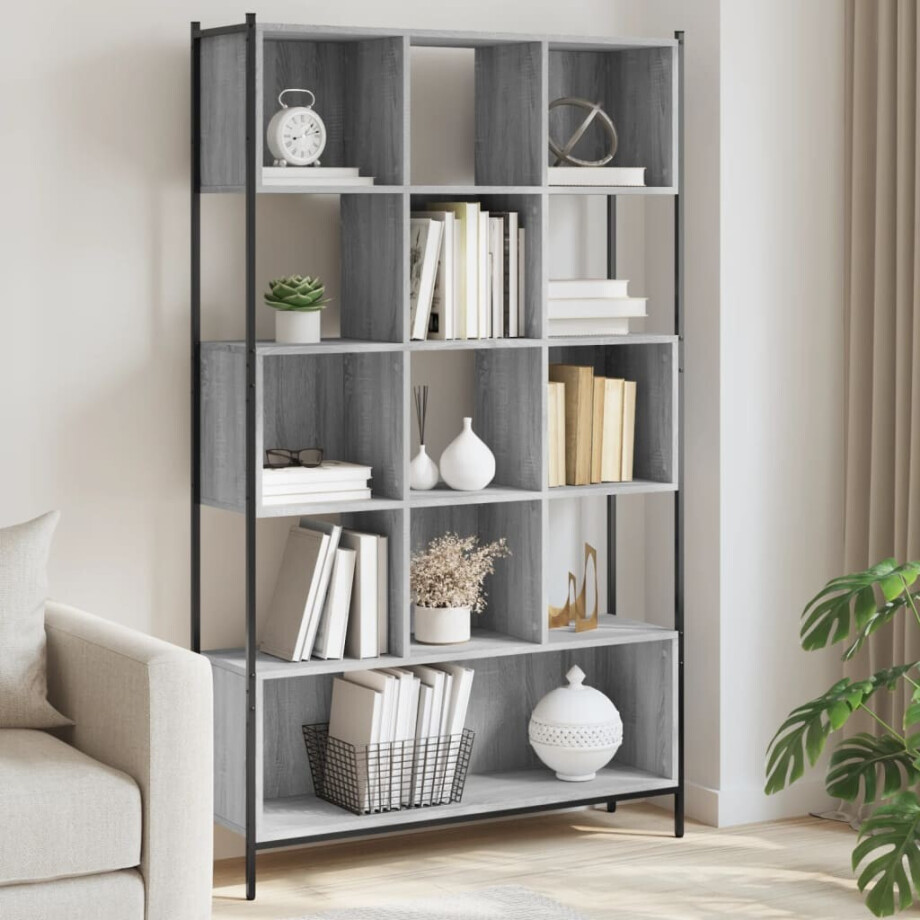 vidaXL Boekenkast 102x28x172 cm bewerkt hout grijs sonoma eikenkleurig afbeelding 1