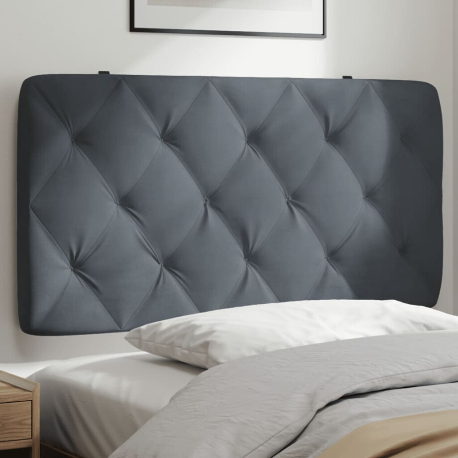 vidaXL Hoofdbordkussen Donkergrijs 100 cm Fluweel afbeelding 1