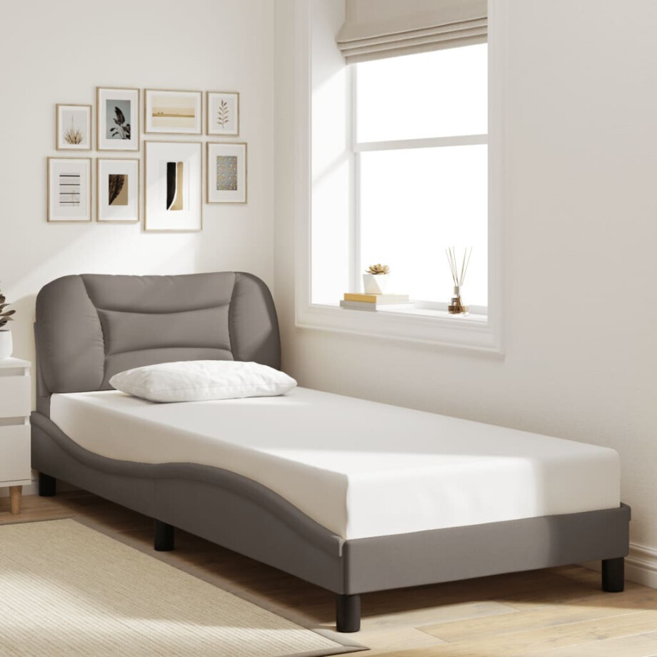 vidaXL Bedframe zonder matras "Hvar" 80x200 cm stof taupe afbeelding 1