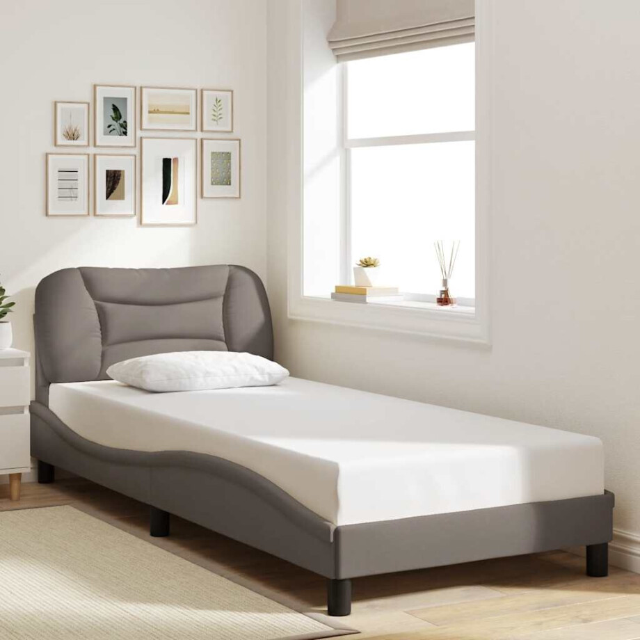 vidaXL Bedframe zonder matras "Hvar" 90x190 cm stof taupe afbeelding 1