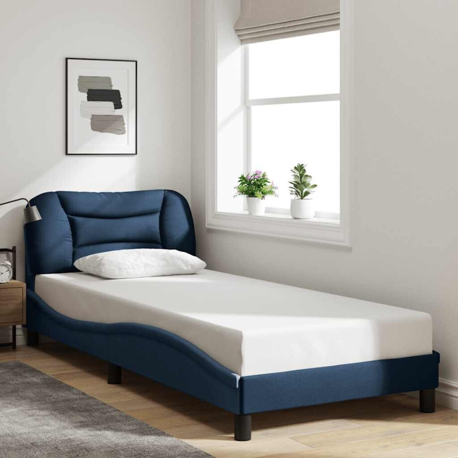 vidaXL Bedframe zonder matras "Hvar" 90x190 cm stof blauw afbeelding 1