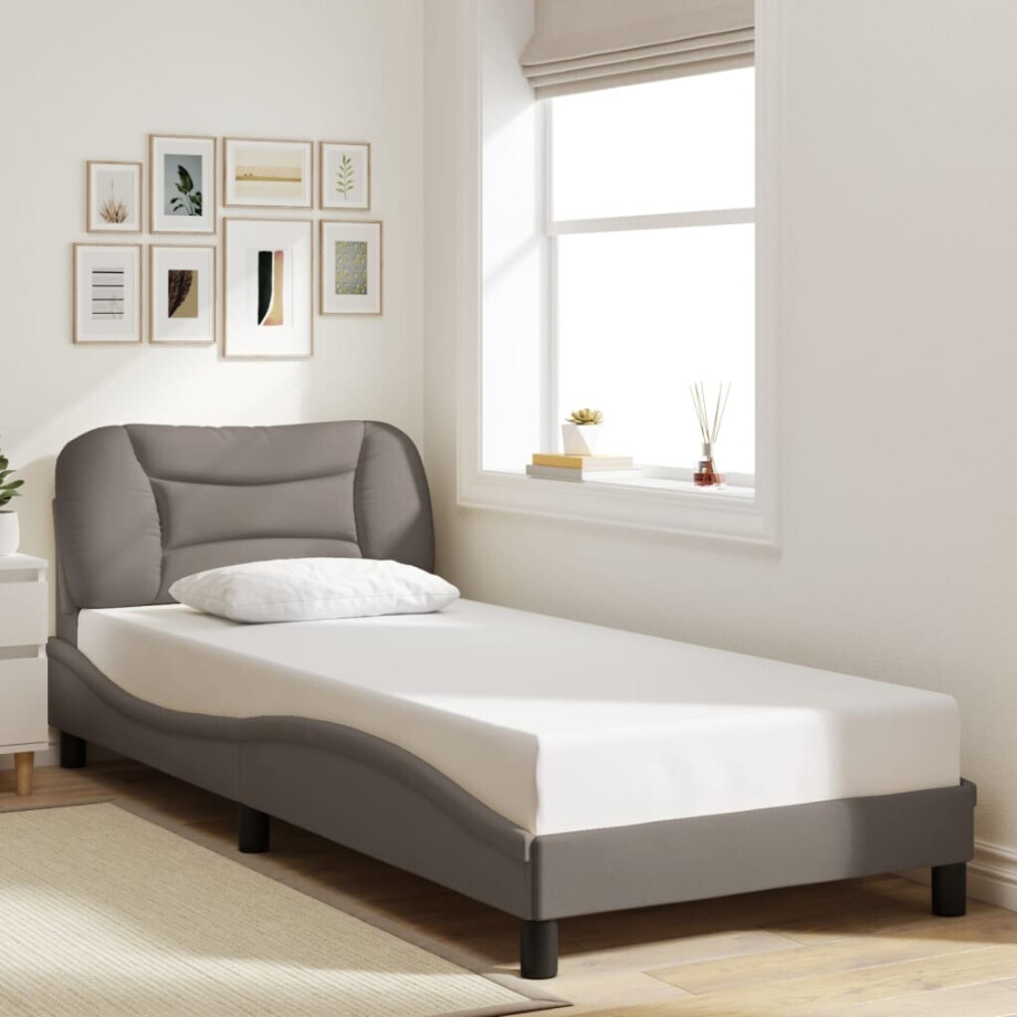 vidaXL Bedframe zonder matras "Hvar" 90x200 cm stof taupe afbeelding 1