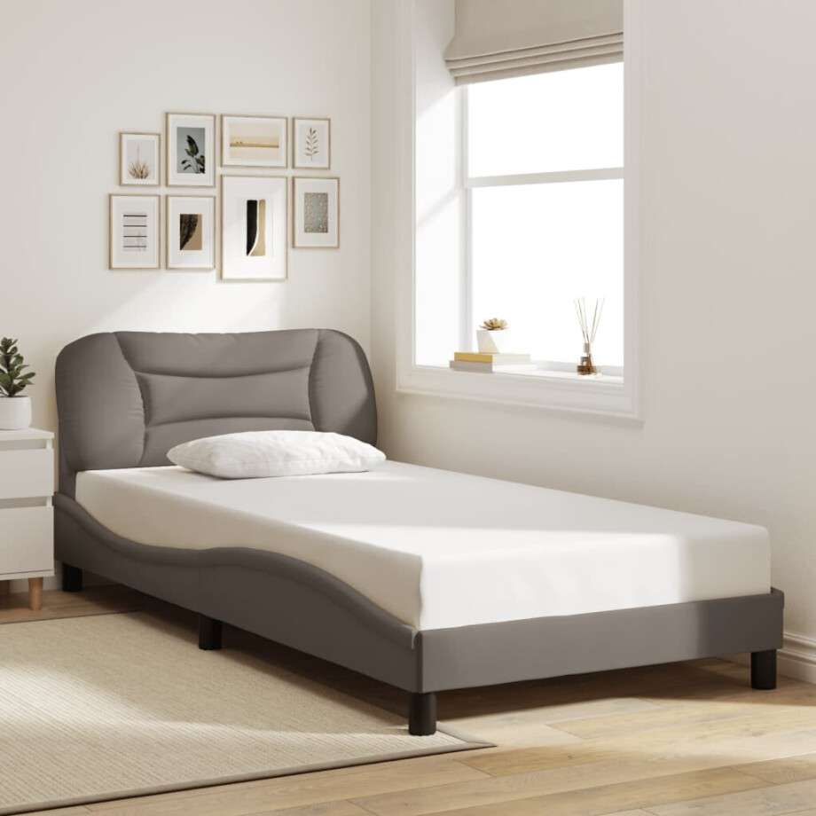 vidaXL Bedframe zonder matras "Hvar" 100x200 cm stof taupe afbeelding 1