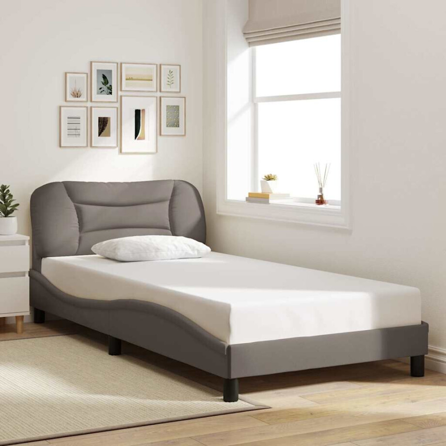 vidaXL Bedframe zonder matras "Hvar" 100x200 cm stof taupe afbeelding 1