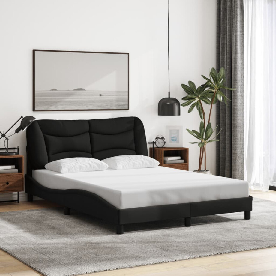vidaXL Bedframe zonder matras "Hvar" 120x200 cm stof zwart afbeelding 1