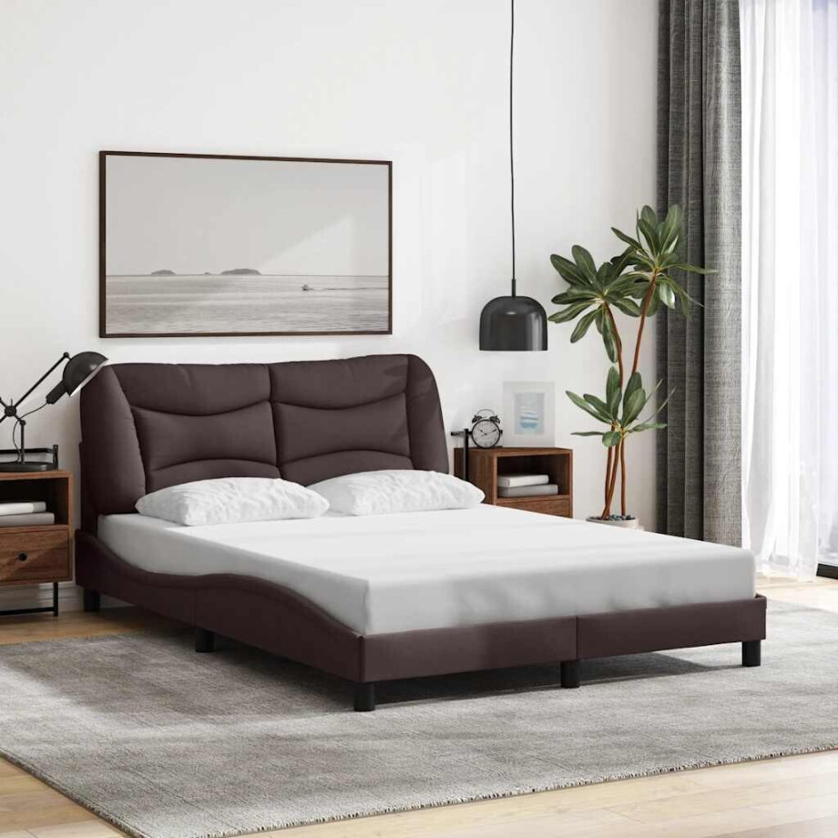 vidaXL Bedframe zonder matras "Hvar" 120x200 cm stof donkerbruin afbeelding 1