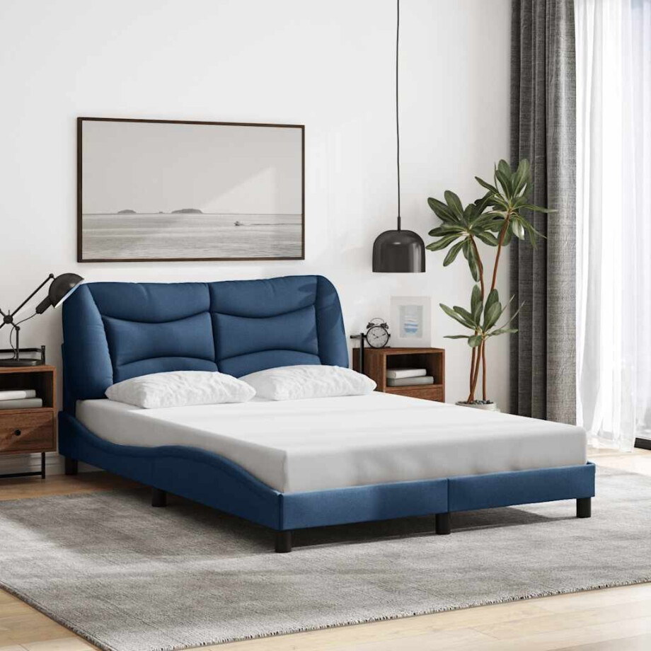 vidaXL Bedframe zonder matras "Hvar" 120x200 cm stof blauw afbeelding 1