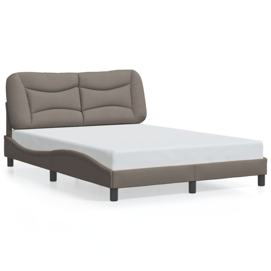 vidaXL Bedframe zonder matras stof taupe 140x190 cm afbeelding 1