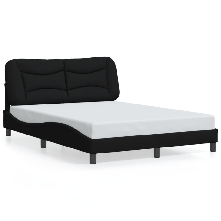 vidaXL Bedframe zonder matras stof zwart 140x200 cm afbeelding 1