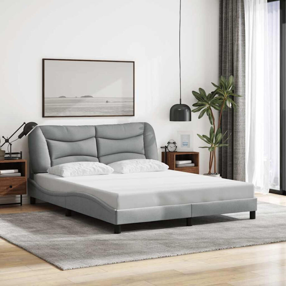 vidaXL Bedframe zonder matras "Hvar" stof lichtgrijs 160x200 cm afbeelding 1