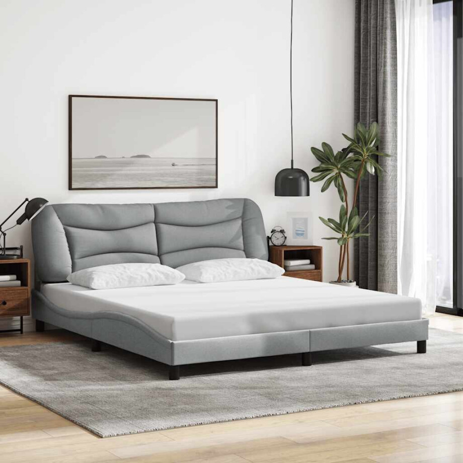 vidaXL Bedframe zonder matras "Hvar" stof lichtgrijs 180x200 cm afbeelding 1