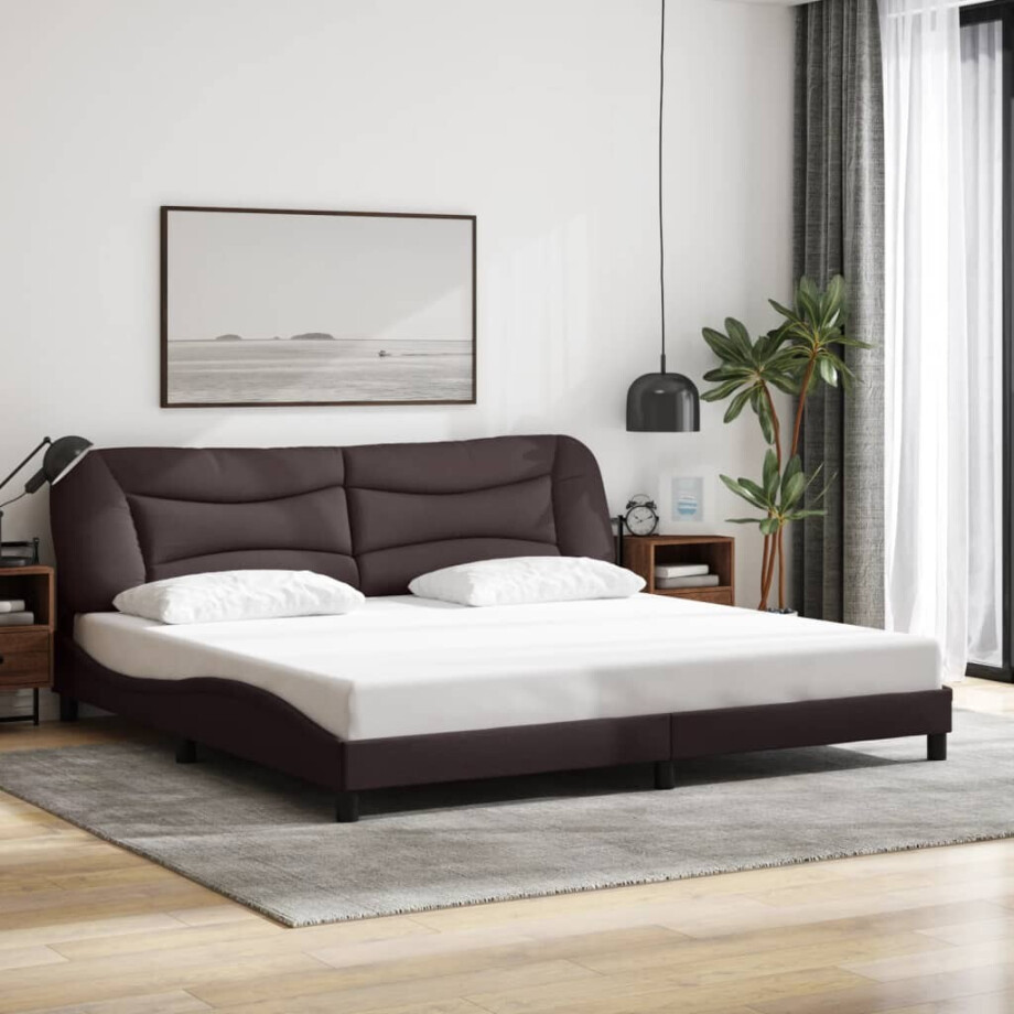 vidaXL Bedframe zonder matras "Hvar" stof donkerbruin 200x200 cm afbeelding 1