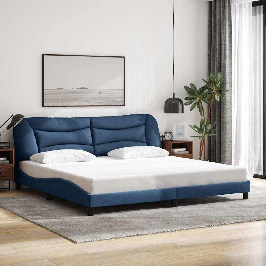 vidaXL Bedframe zonder matras "Hvar" stof blauw 200x200 cm vidaXL Bedframe zonder matras "Hvar" stof blauw 200x200 cm afbeelding 1