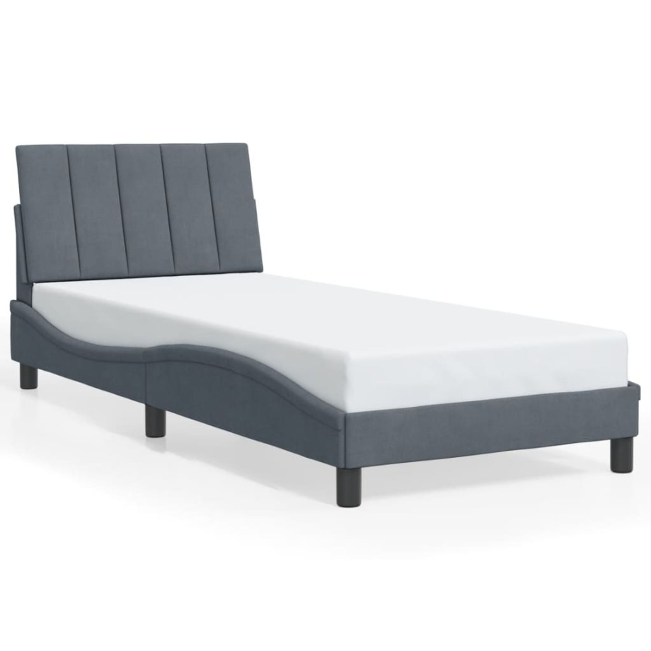 vidaXL Bedframe zonder matras "Hanko" 90x190 cm fluweel donkergrijs vidaXL Bedframe zonder matras "Hanko" 90x190 cm fluweel donkergrijs afbeelding 1